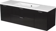 Szafki łazienkowe - Szafka łazienkowa z umywalką wisząca szklane fronty czarny mat 120 cm Bravia Gante - miniaturka - grafika 1