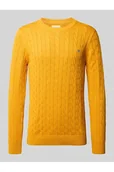 Swetry męskie - Sweter z dzianiny z prążkowanymi wykończeniami - Gant - miniaturka - grafika 1