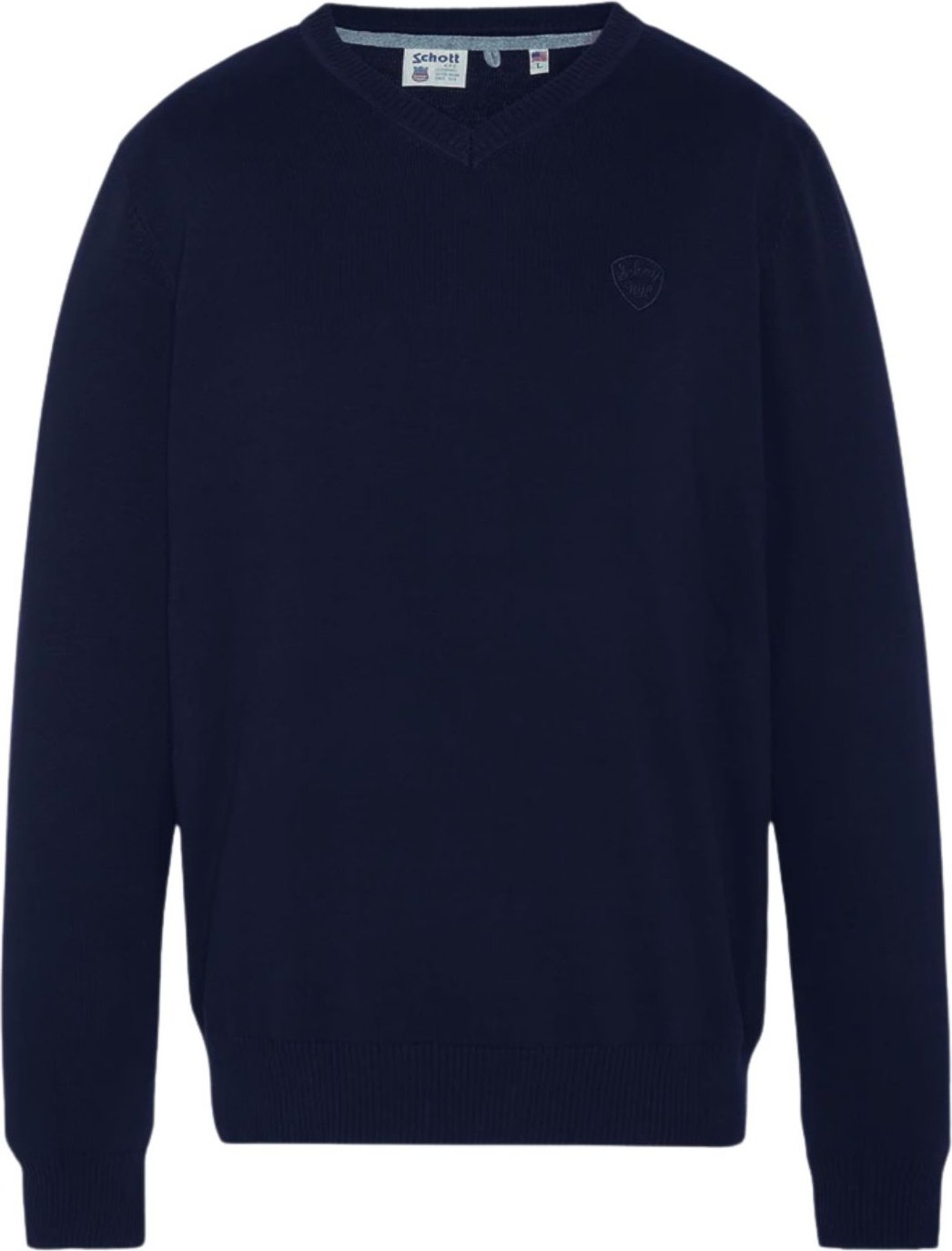 Sweter męski Schott bawełniany granatowy w serek S