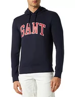 Bluzy męskie - GANT Męska bluza z kapturem MD Sweat Hoodie Bluza z kapturem, Evening Blue, standardowa, niebieski (Evening Blue), L - miniaturka - grafika 1