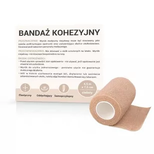 Paso TRADING SP. Z O.O. bandaż kohezyjny 4,5 m x 7,5 cm cielisty 1 sztuka 9095025 - Apteczki i materiały opatrunkowe - miniaturka - grafika 1
