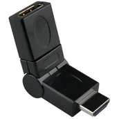 Złącza, przejściówki, adaptery - Adapter DPM kątowy obrotowy HDMI - HDMI M/F czarny (5903332589975) - miniaturka - grafika 1
