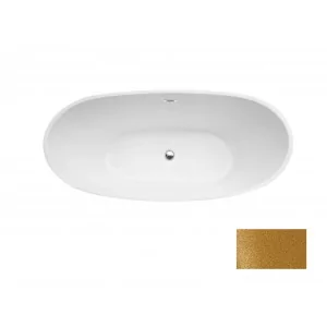 Besco WA-170-AYZZ AYLA GLAM złota wanna wolnostojąca maskownica syfonu z przelewem złota 170 x 80 - Wanny - miniaturka - grafika 2
