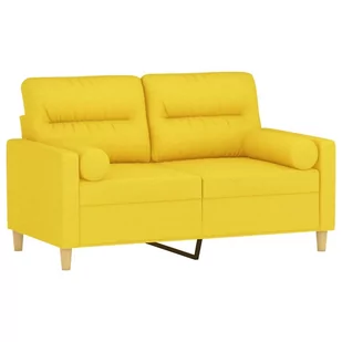 2-osobowa sofa z poduszkami, jasnożółta, 120 cm, tkanina - Sofy i kanapy - miniaturka - grafika 4