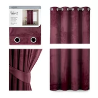 Zasłony - Zasłona VELVET kolor bordowy styl klasyczny przelotki srebrne velvet 140x245 ameliahome - CURT/AH/VELVET/EYELETS/BURGUNDY/140X24 - miniaturka - grafika 1