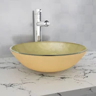 Umywalki - vidaXL Umywalka z hartowanego szkła 42 cm, kolor złota - miniaturka - grafika 1