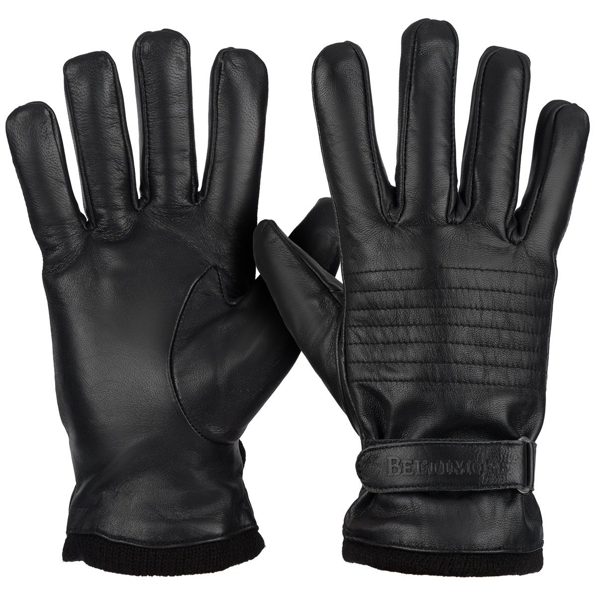 Rękawiczki Skórzane Męskie Zimowe Eleganckie Ciepłe Polar Czarne roz. M