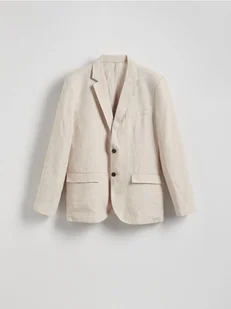 Reserved - Lniana marynarka slim fit - beżowy - Kurtki męskie - miniaturka - grafika 1