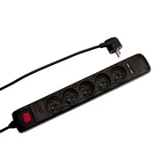 Przedłużacze i rozgałęźniki - Przedłużacz 5-gniazdowy z USB i filtrem przeciwprzepięciowym 1,4 m czarny - miniaturka - grafika 1