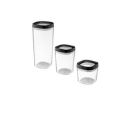 Pojemniki kuchenne - Zestaw 3 pojemników AMOS 1,8 l / 1,0 l / 0,6 l transparentne czarne - miniaturka - grafika 1