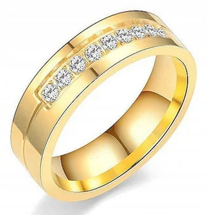 ZŁOTY PIERŚCIONEK OBRĄCZKA ŚLUBNA STAL 316L r.28 - Pierścionki - miniaturka - grafika 1