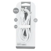 Kable USB - Kabel USB - USB Typ-C SETTY KSA-C-1.220 2A 1.2 m Biały - miniaturka - grafika 1
