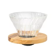 Akcesoria i części do ekspresów do kawy - Hario Drip szklany V60-02 12,8x9,5 cm Hario Olive Wood naturalny VDG-02-OV - miniaturka - grafika 1