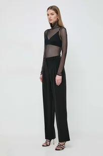 Patrizia Pepe spodnie damskie kolor czarny proste high waist - Spodnie damskie - miniaturka - grafika 1
