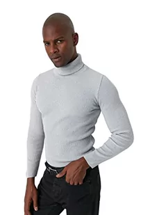 Trendyol Męska bluza z golfem, gładka, wąska bluza, szara, 2XL, Szary, XXL - Bluzy męskie - miniaturka - grafika 1