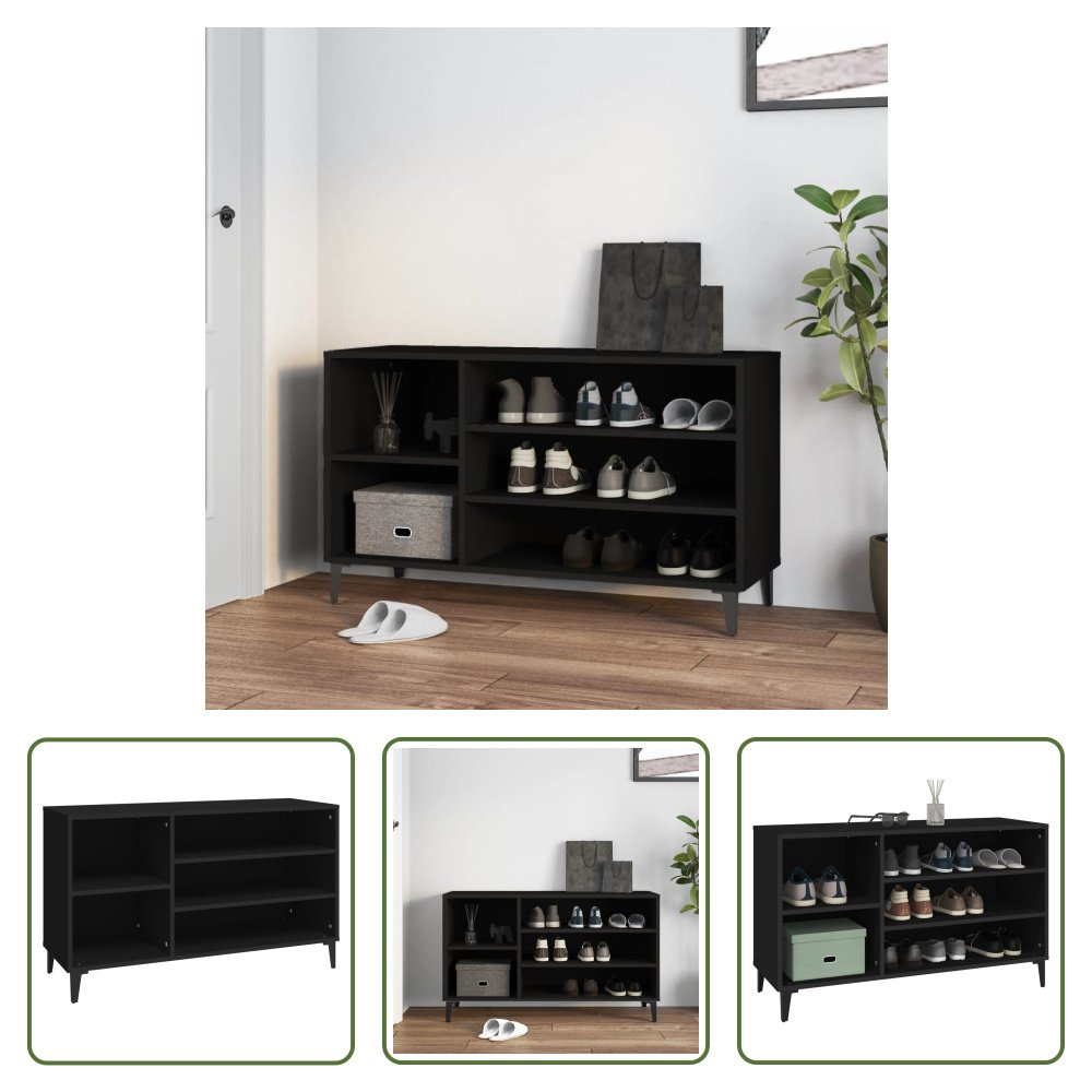Stojak na buty The Living Store czarny 102x36x60 cm materiał drewnopochodny