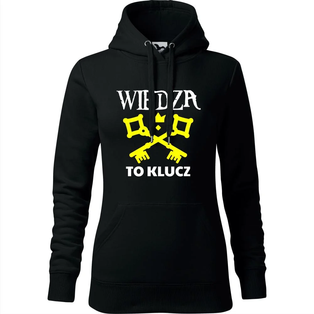 Damska Bluza Z Kapturem - Wiedza To Klucz Czarny Xl