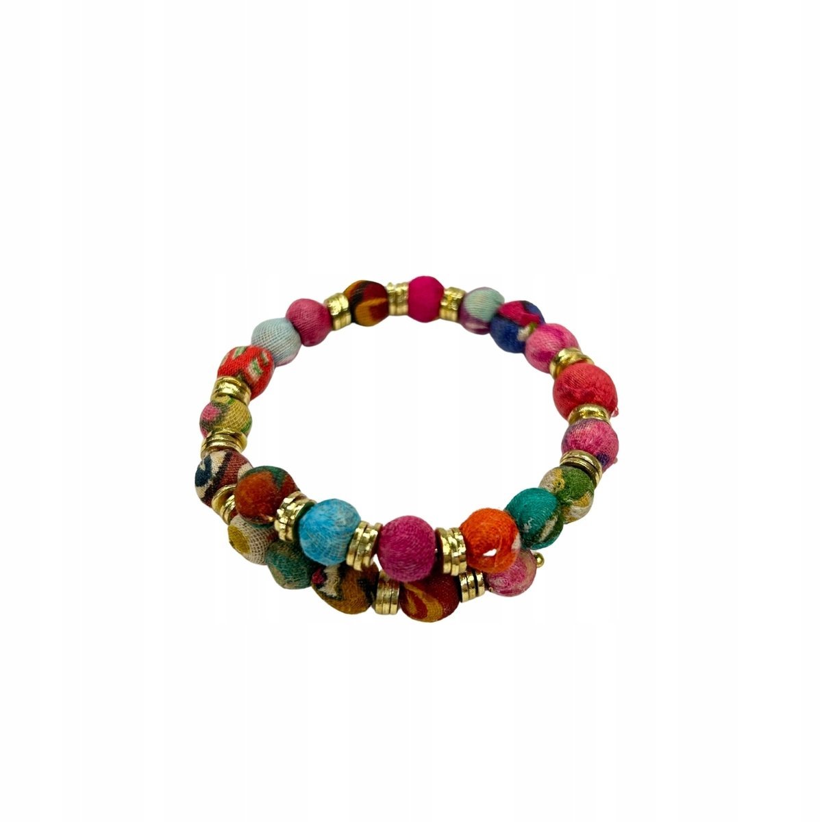 Bransoletka z bawełny z recyklingu kolorowa ręcznie robiona OLIVKA