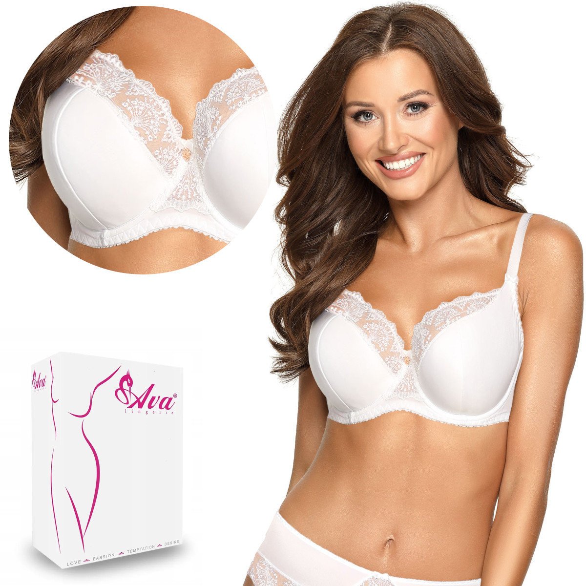 Biustonosz Semi Soft Av 1921 Półusztywniany Biały 65E