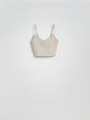 Koszulki i topy damskie - Reserved - Krótki top na ramiączkach - jasnoszary - miniaturka - grafika 1