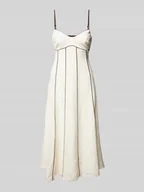 Sukienki - Sukienka koktajlowa lniana na cienkich ramiączkach - miniaturka - grafika 1