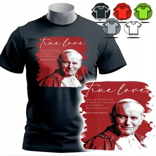 KOSZULKA T-SHIRT MĘSKI WZORY DO WYBORU - PAPIEŻ JAN PAWEŁ 2 - L - Koszulki męskie - miniaturka - grafika 1