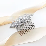 Ozdoby do włosów - Kokonet, Grzebyk Srebrny Z Cyrkoniami, Elegancki Wytworny Na Ślub, 1 szt. - miniaturka - grafika 1