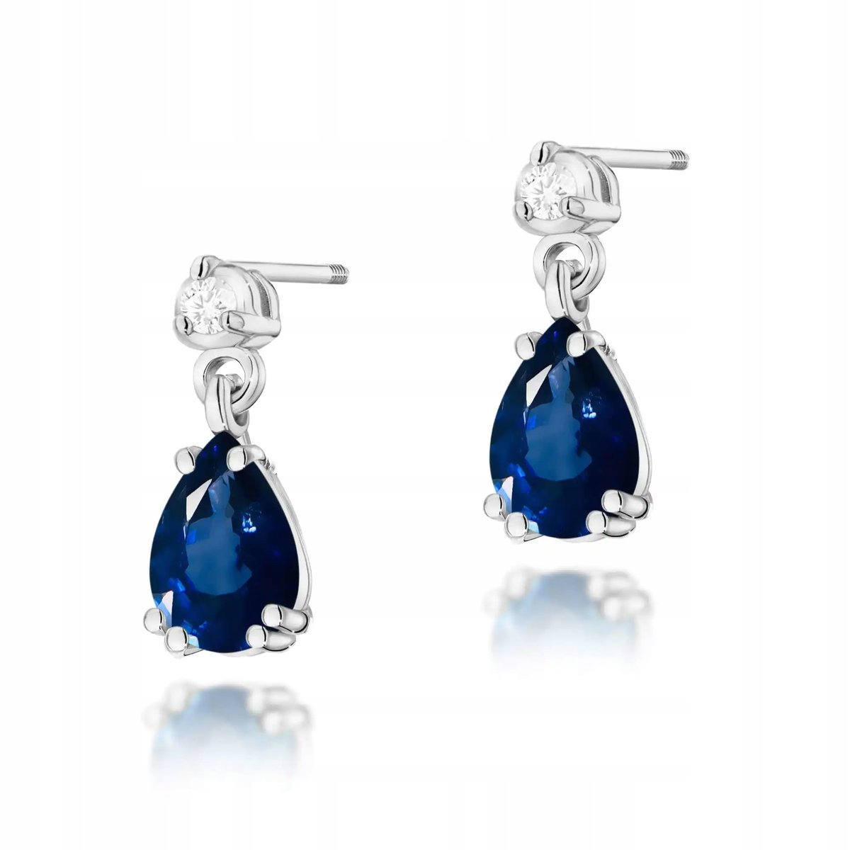 Damskie złote kolczyki 585 szafir 0,60ct białe złoto modne na prezent 14kt