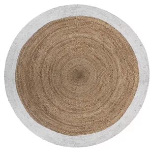 Dywan z juty okrągły 120 cm z białym obrzeżem 146295Z - Dywany - miniaturka - grafika 1