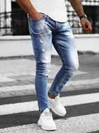 Spodnie męskie - Spodnie jeansowe męskie niebieskie OZONEE O/JR50 - Ozonee - miniaturka - grafika 1