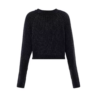 myMo Damski sweter z dzianiny prążkowanej z dekoltem w serek, poliester, czarny, rozmiar XS/S, czarny, XS - Swetry damskie - miniaturka - grafika 1