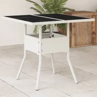 Stoły ogrodowe - Stół ogrodowy ze szklanym blatem, biały 80x80x75 cm, polirattan Lumarko! - miniaturka - grafika 1