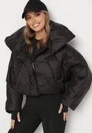 Kurtki damskie - Czarna Pikowana Kurtka o Nietoperzowym Kroju z Szerokim Kołnierzem Neandria - miniaturka - grafika 1