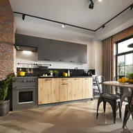 Meble kuchenne - Zestaw Mebli Kuchennych LARA 240 x 180 cm Dąb Artisan/ Grafit Loft - miniaturka - grafika 1