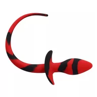 Korki analne - Kiotos Anal Plug Dog Tail Black/Red - miniaturka - grafika 1