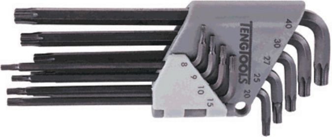Teng Tools Zestaw kluczy trzpieniowych torx typ L T8 - T40 z otworem 9szt. 116600107
