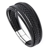 Bransolety męskie - Bransoletka męska STAL SZLACHETNA 316L SKÓRA - miniaturka - grafika 1