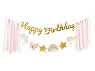 Dekoracje sali - Baner urodzinowy Happy Birthday Jednorożec - 230 cm - 1 szt. - miniaturka - grafika 1