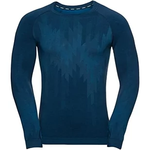 ODLO Męska koszulka Kinship ciepła L/S Base Layer Top, Niebieski skrzydło morski melanż, XL - Koszulki męskie - miniaturka - grafika 1