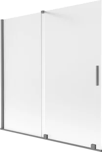 Mexen Velar parawan nawannowy 2-skrzydłowy rozsuwany 160 x 150 cm, szron, gun metal - 896-160-000-31-95 - Parawany nawannowe - miniaturka - grafika 1
