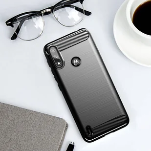 Carbon Case elastyczne etui pokrowiec Motorola Moto E7i Power czarny - Etui i futerały do telefonów - miniaturka - grafika 5