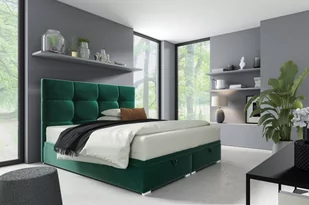 Łóżko kontynentalne pikowane z materacem Harry 2 140x200 Zielone - Łóżka - miniaturka - grafika 1