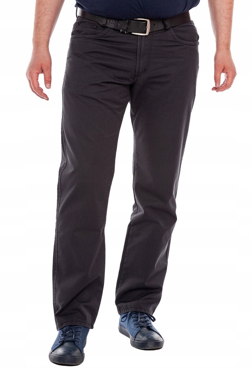 Męskie Czarne Spodnie Materiałowe z Prostym Krojem 88 cm/L32