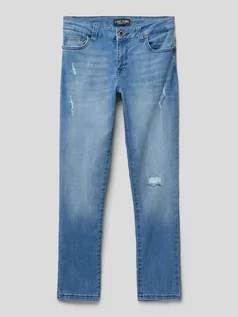 Spodnie i spodenki dla chłopców - Jeansy z efektem znoszenia i wpuszczanymi kieszeniami model ‘Rocky’ - grafika 1
