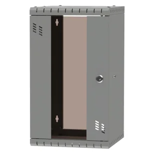 Szafa wisząca Standard 10" 12U, 300mm, drzwi szklane, szara - Szafy rack - miniaturka - grafika 1