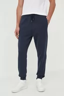 Spodnie męskie - BOSS spodnie dresowe bawełniane BOSS ORANGE kolor granatowy gładkie - Boss - miniaturka - grafika 1