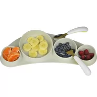 Miseczki i talerzyki dla dzieci - Koo-di Silikonowy talerz Tiny Tapas - Light Grey KD426/02 - miniaturka - grafika 1