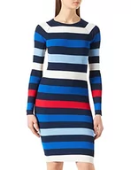 Sukienki - PINKO Damska sukienka Cadice Abito Costina Rigata, Zfn_mult. czarny/kremowy/jasnoniebieski, M - miniaturka - grafika 1