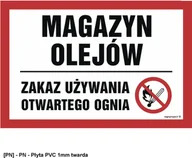 Tablice BHP - SIGNPROJECT NC065 - Magazyn olejów. Zakaz używania otwartego ognia 750x500 - miniaturka - grafika 1