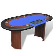 Zestawy do pokera - vidaXL vidaXL Stół do pokera dla 10 graczy z tacą na żetony, niebieski - miniaturka - grafika 1